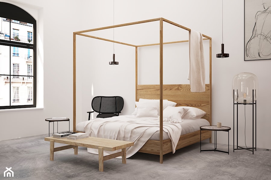 Loft apartament - Średnia biała sypialnia, styl minimalistyczny - zdjęcie od Madde studio
