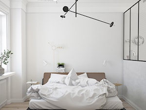 Mieszkanie w kamienicy - Mała biała sypialnia, styl nowoczesny - zdjęcie od Madde studio