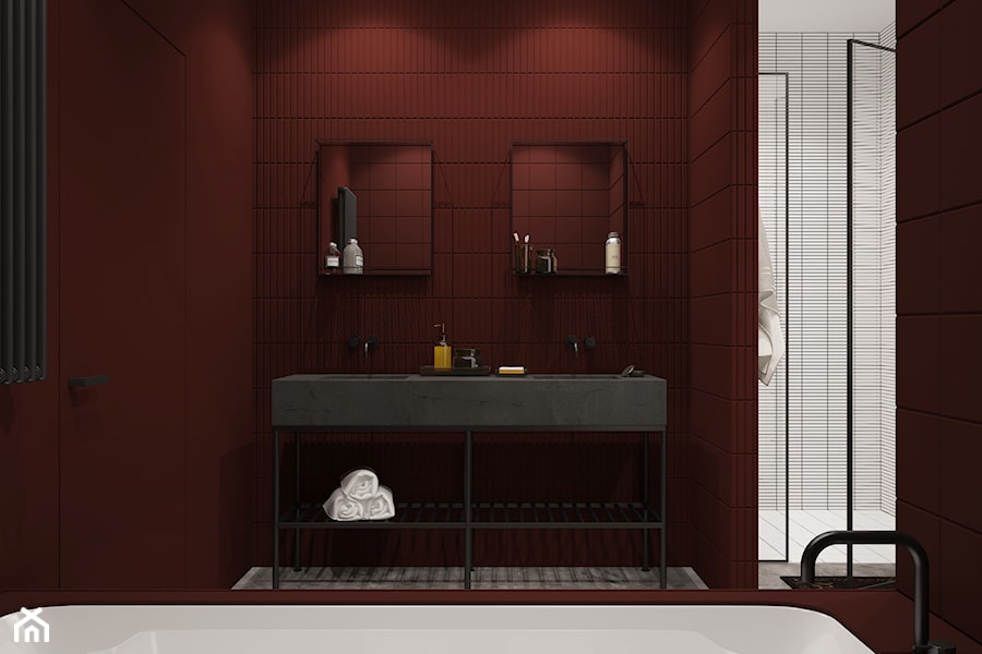 Loft apartament - Średnia bez okna z dwoma umywalkami łazienka, styl industrialny - zdjęcie od Madde studio