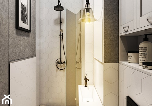 Kawalerka na Wilczej - Mała bez okna z lustrem łazienka, styl tradycyjny - zdjęcie od M!kaDesign