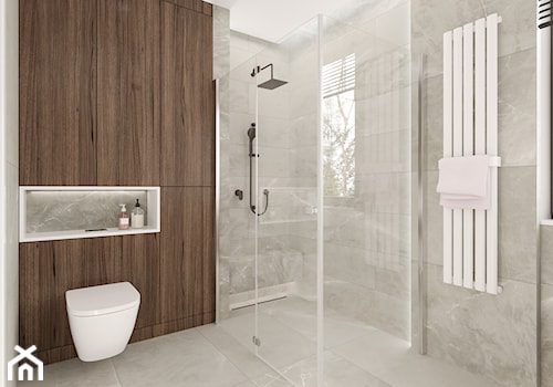 Elegancki dom na Ursynowie - Mała z punktowym oświetleniem łazienka z oknem, styl nowoczesny - zdjęcie od M!kaDesign