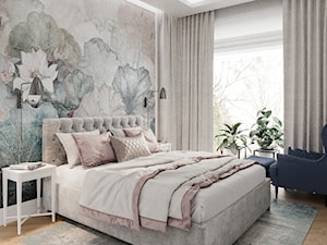 Mokotów z romantyczna nutą - Średnia beżowa biała sypialnia małżeńska, styl nowoczesny - zdjęcie od M!kaDesign