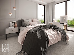 Na Mokotowie - Średnia szara z biurkiem sypialnia, styl nowoczesny - zdjęcie od M!kaDesign