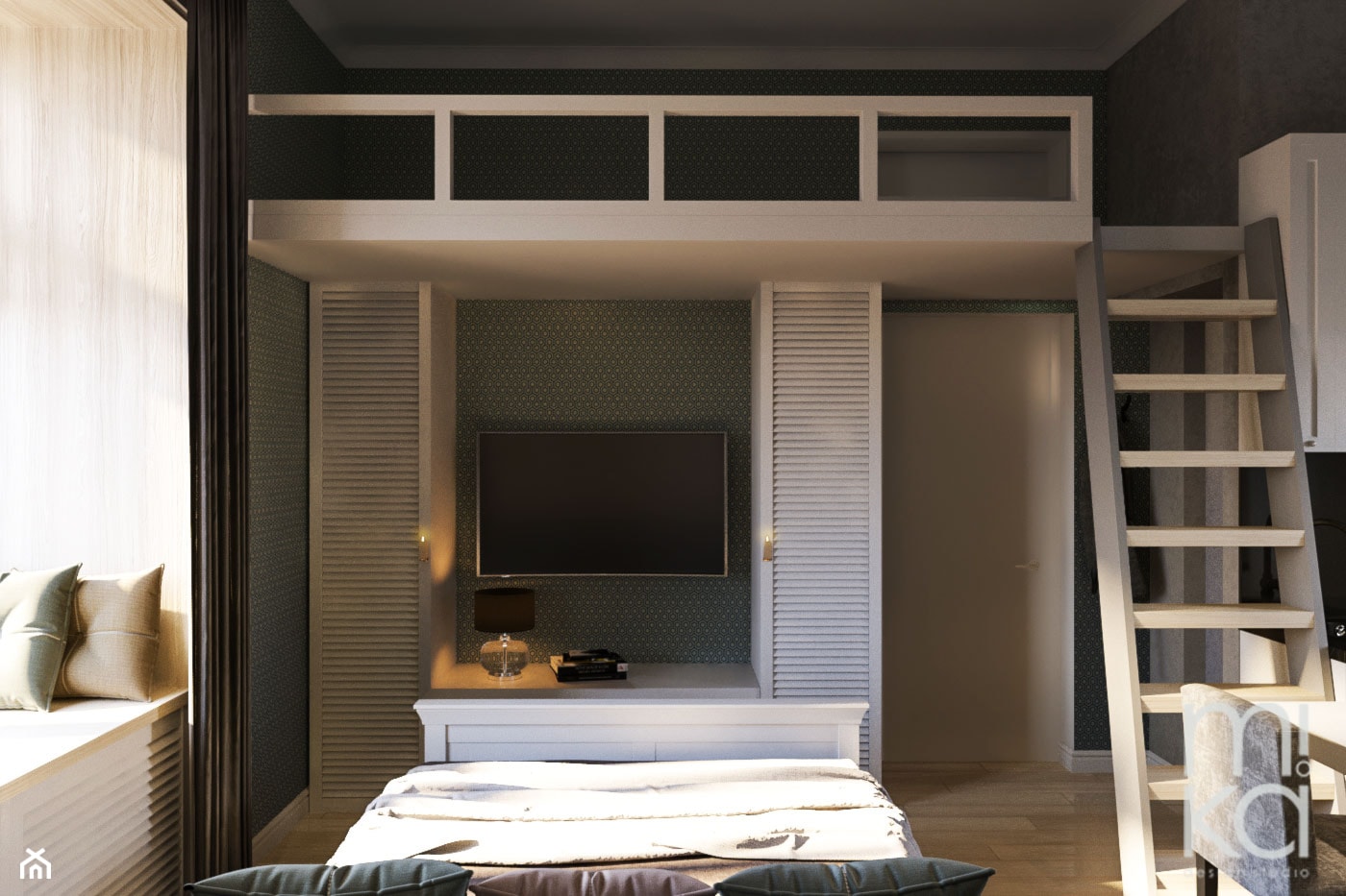 Kawalerka na Wilczej - Średnia czarna sypialnia, styl tradycyjny - zdjęcie od M!kaDesign - Homebook