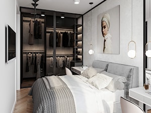Minimalizm w praskim Koneserze - Średnia biała z biurkiem sypialnia z garderobą, styl minimalistyczny - zdjęcie od M!kaDesign