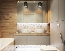 NA ŻOLIBORZU - Mała bez okna z dwoma umywalkami łazienka, styl nowoczesny - zdjęcie od M!kaDesign - Homebook