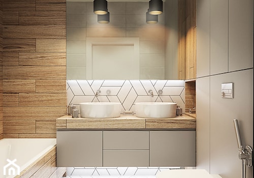 NA ŻOLIBORZU - Mała bez okna z dwoma umywalkami łazienka, styl nowoczesny - zdjęcie od M!kaDesign