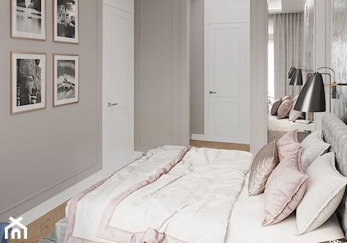 Mokotów z romantyczna nutą - Średnia szara sypialnia, styl nowoczesny - zdjęcie od M!kaDesign
