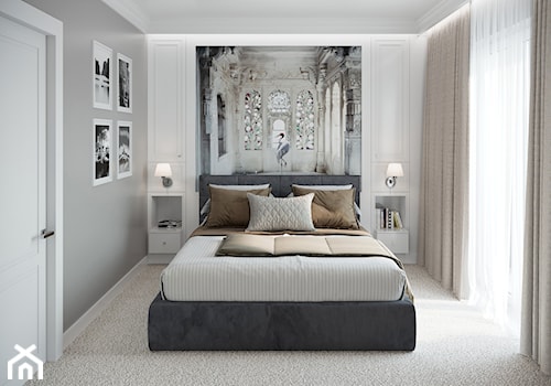 Metamorfoza na Bemowie - Mała biała szara sypialnia, styl tradycyjny - zdjęcie od M!kaDesign