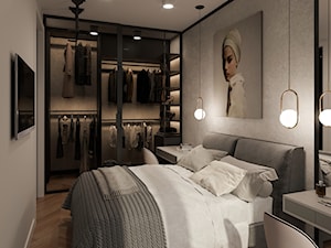 Minimalizm w praskim Koneserze - Średnia szara z biurkiem sypialnia, styl minimalistyczny - zdjęcie od M!kaDesign