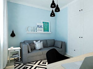 Między czernią a bielą - Mały niebieski pokój dziecka dla nastolatka dla chłopca dla dziewczynki, styl nowoczesny - zdjęcie od M!kaDesign