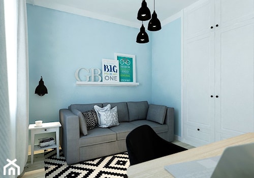 Między czernią a bielą - Mały niebieski pokój dziecka dla nastolatka dla chłopca dla dziewczynki, styl nowoczesny - zdjęcie od M!kaDesign