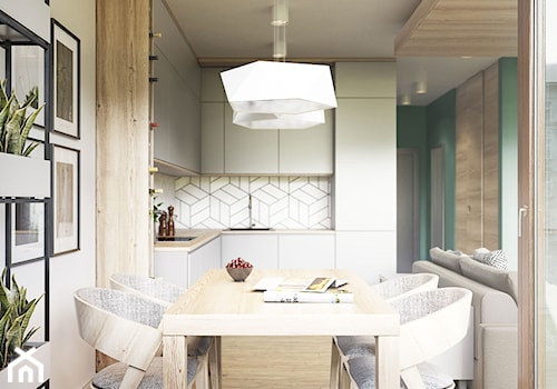 NA ŻOLIBORZU - Średnia biała jadalnia w kuchni, styl nowoczesny - zdjęcie od M!kaDesign