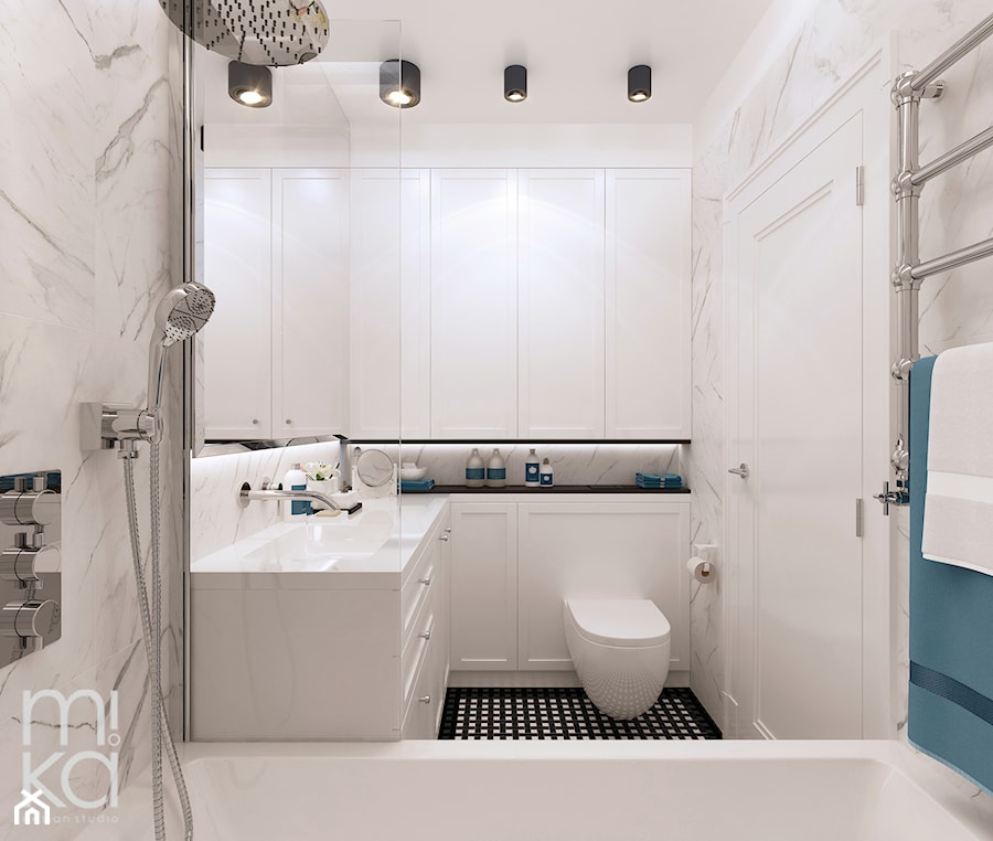 Stylowo na Woli - Mała bez okna łazienka, styl nowoczesny - zdjęcie od M!kaDesign