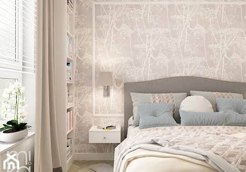 Stylowo na Woli - Średnia beżowa biała sypialnia, styl nowoczesny - zdjęcie od M!kaDesign