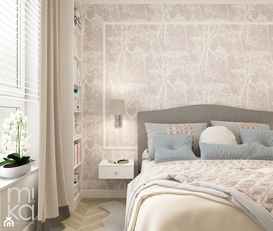 Stylowo na Woli - Średnia beżowa biała sypialnia, styl nowoczesny - zdjęcie od M!kaDesign