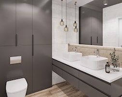 Na Bemowie - Średnia bez okna z lustrem z dwoma umywalkami z punktowym oświetleniem łazienka, styl ... - zdjęcie od M!kaDesign - Homebook