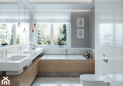 Metamorfoza na Bemowie - Średnia z lustrem z dwoma umywalkami łazienka, styl nowoczesny - zdjęcie od M!kaDesign