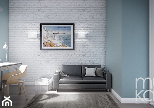 Z nutą klasyki - Średnie z sofą niebieskie biuro, styl nowoczesny - zdjęcie od M!kaDesign