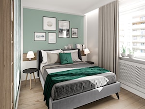 Na Bemowie w stylu skandynawskim - Mała biała niebieska sypialnia, styl skandynawski - zdjęcie od M!kaDesign