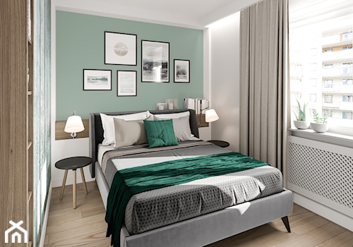 Na Bemowie w stylu skandynawskim - Mała biała niebieska sypialnia, styl skandynawski - zdjęcie od M!kaDesign
