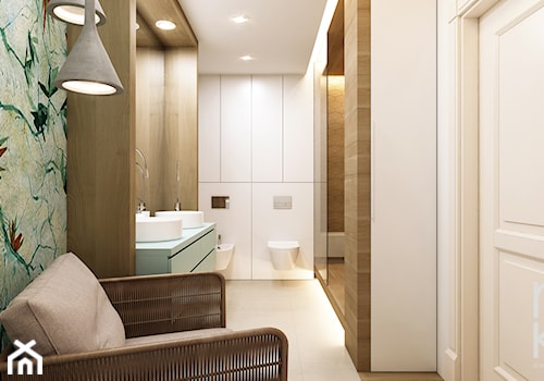 Elegancki Ursynów - Średnia bez okna z lustrem z dwoma umywalkami łazienka, styl nowoczesny - zdjęcie od M!kaDesign