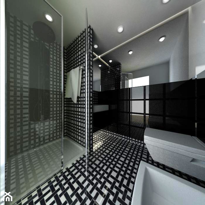 Projekt łazienki czarno białej - zdjęcie od Moduro Design - Homebook