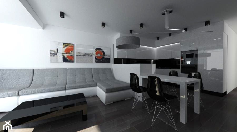 Projekt salonu połączony z aneksem i jadalnią - zdjęcie od Moduro Design - Homebook