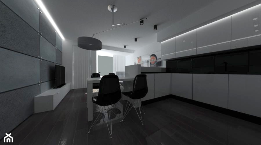 Projekt salonu połączony z aneksem i jadalnią - zdjęcie od Moduro Design