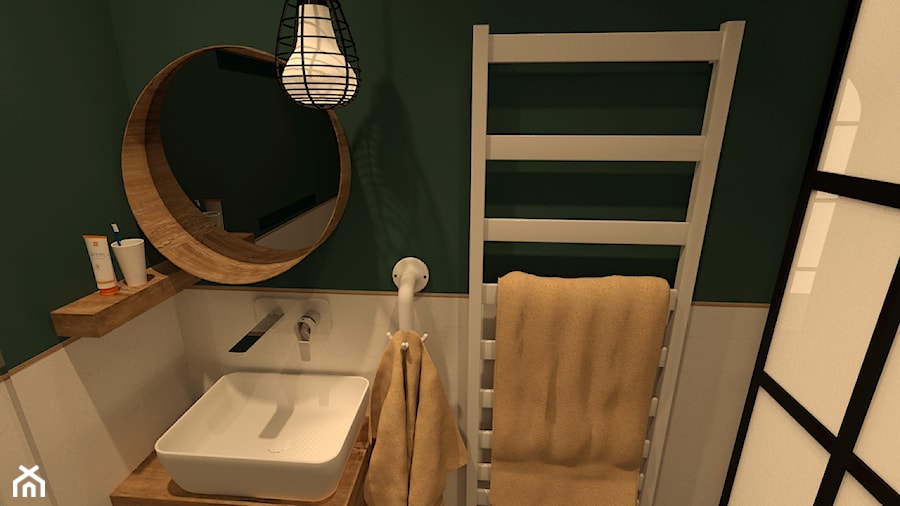 Łazienka przy pokoju Cytryn - zdjęcie od eMKa Plan - Projektowanie Wnętrz