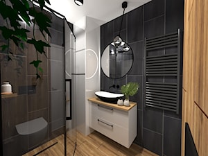 Mała łazienka z prysznicem w czerni i drewnie - zdjęcie od Leroy Merlin Krosno