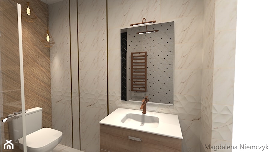 Łazienka glazura CARILLA - Mała bez okna z lustrem z marmurową podłogą łazienka, styl tradycyjny - zdjęcie od Leroy Merlin Krosno