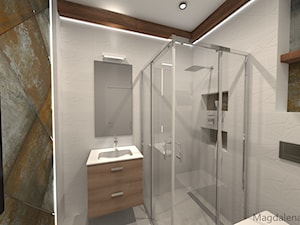 TITANIUM LAMIERA - Mała bez okna z lustrem z marmurową podłogą z punktowym oświetleniem łazienka, styl nowoczesny - zdjęcie od Leroy Merlin Krosno