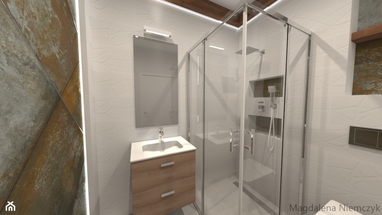 TITANIUM LAMIERA - Mała bez okna z lustrem z marmurową podłogą łazienka, styl nowoczesny - zdjęcie od Leroy Merlin Krosno - Homebook