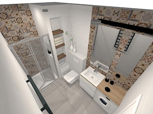 Łazienka biel z patchworkiem - Średnia bez okna z pralką / suszarką z lustrem łazienka, styl nowoczesny - zdjęcie od Leroy Merlin Krosno