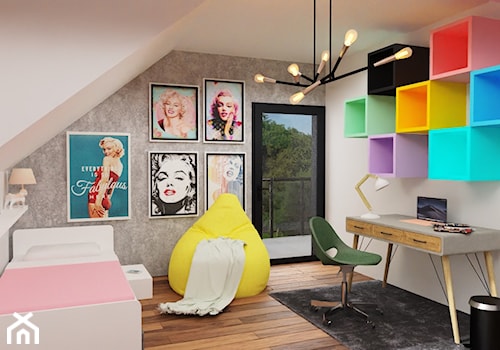 PROJEKTY - Średni szary pokój dziecka dla dziecka dla nastolatka dla dziewczynki, styl nowoczesny - zdjęcie od Malina Design