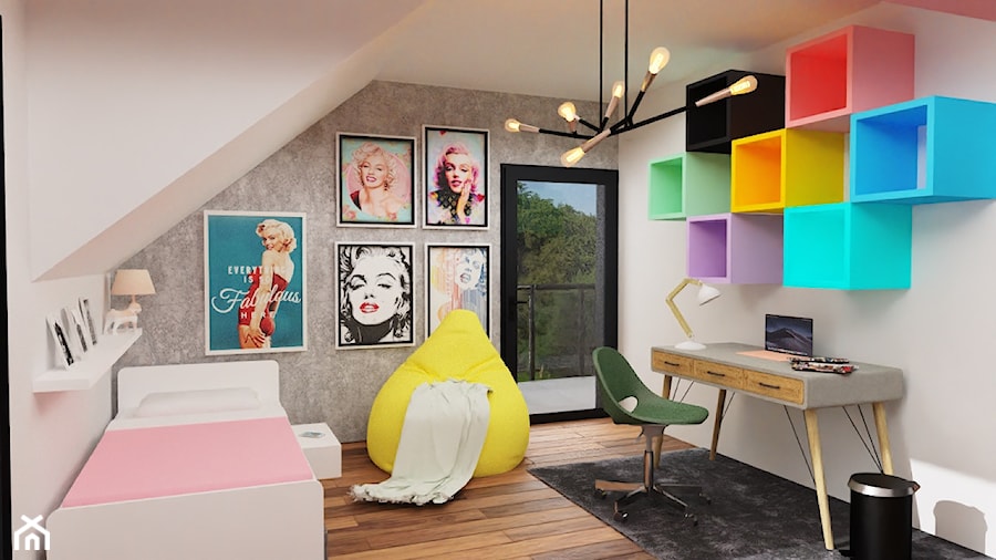 PROJEKTY - Średni szary pokój dziecka dla dziecka dla nastolatka dla dziewczynki, styl nowoczesny - zdjęcie od Malina Design