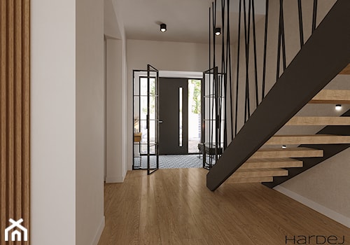 Industrialne schody w skandynawskich wnętrzach - zdjęcie od Monika Hardej Architekt