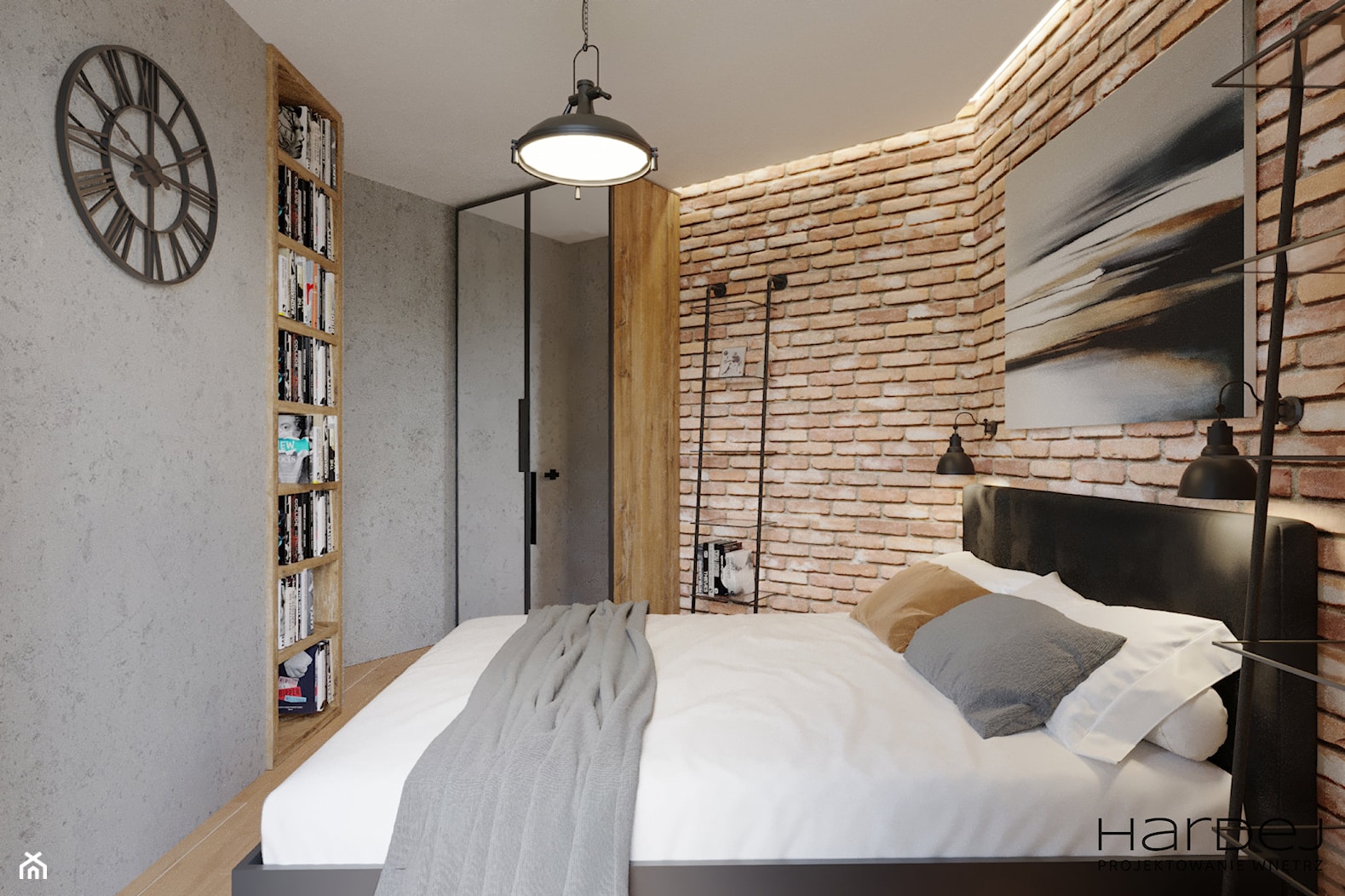mała sypialnia w loftowo-industrialnym klimacie - zdjęcie od Monika Hardej Architekt - Homebook