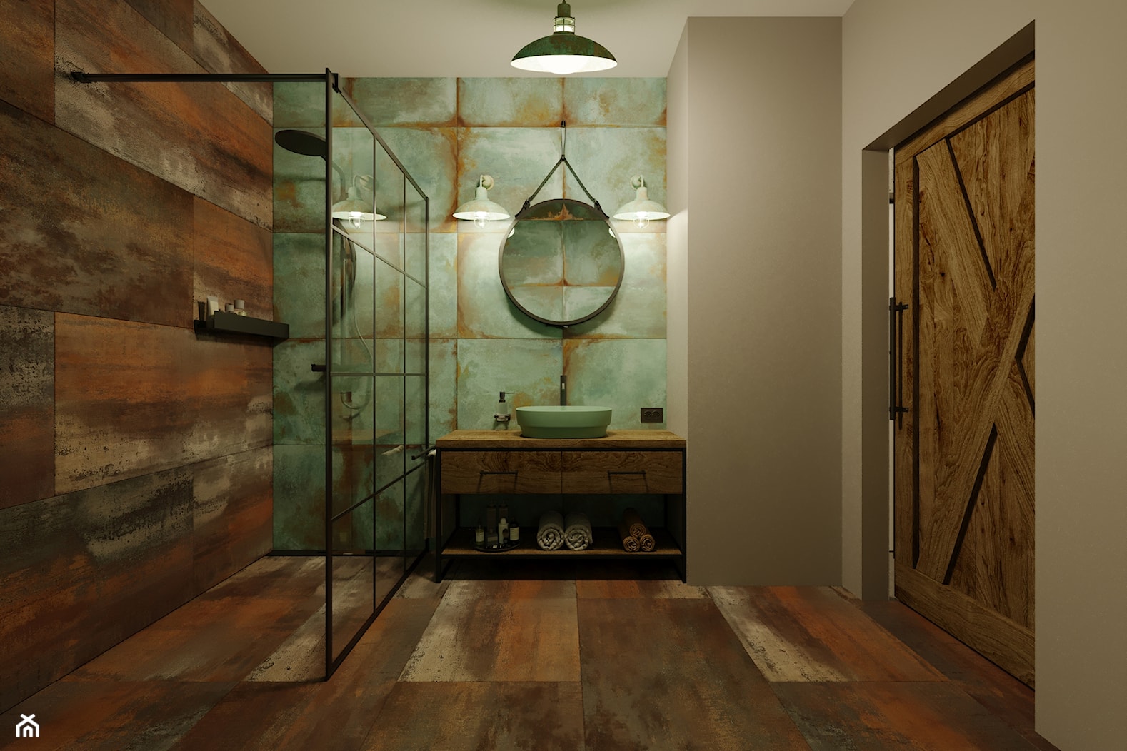 średnia łazienka w klimatach loftowo-rustykalnych - zdjęcie od Monika Hardej Architekt - Homebook