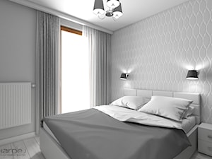 Niewielkie mieszkanie w minimalistycznym stylu - Mała szara sypialnia, styl tradycyjny - zdjęcie od Monika Hardej Architekt