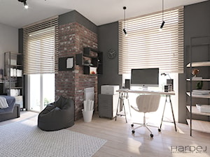Dom w stylu nowoczesnym z elementami loft - Średnie brązowe szare biuro, styl industrialny - zdjęcie od Monika Hardej Architekt