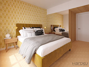mała sypialnia nawiązująca stylem do klimatu PRL - zdjęcie od Monika Hardej Architekt