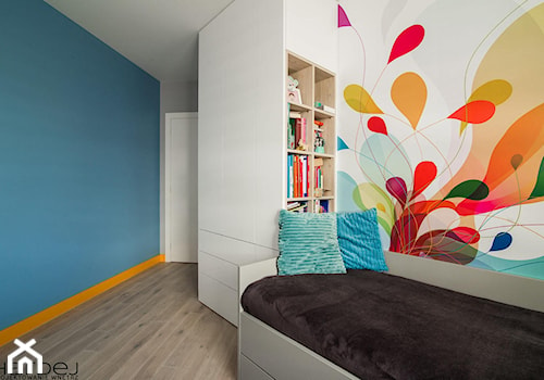 CEGŁA I BETON - Średni biały szary niebieski pokój dziecka dla nastolatka dla chłopca dla dziewczynk ... - zdjęcie od Monika Hardej Architekt