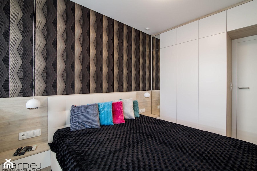 CEGŁA I BETON - Mała czarna sypialnia, styl nowoczesny - zdjęcie od Monika Hardej Architekt