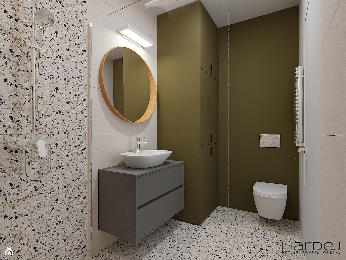 Niewielka łazienka w połączeniu lastriko lastrico i zieleni - zdjęcie od Monika Hardej Architekt - Homebook