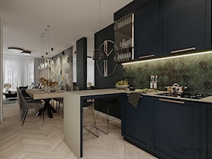 Dom w stylu nowoczesnym z elementami loft - Otwarta zielona kuchnia, styl nowoczesny - zdjęcie od Monika Hardej Architekt