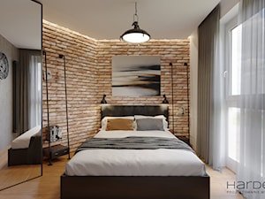 mała sypialnia w loftowo-industrialnym klimacie - zdjęcie od Monika Hardej Architekt