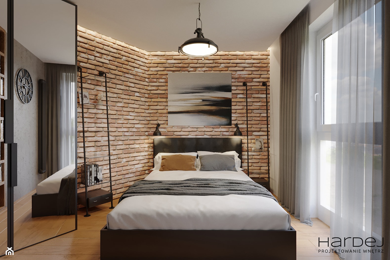 mała sypialnia w loftowo-industrialnym klimacie - zdjęcie od Monika Hardej Architekt - Homebook