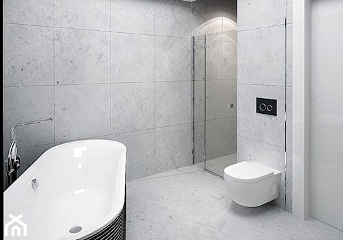 Czarno-szaro-brązowa łazienka - Średnia bez okna z punktowym oświetleniem łazienka, styl nowoczesny - zdjęcie od Monika Hardej Architekt
